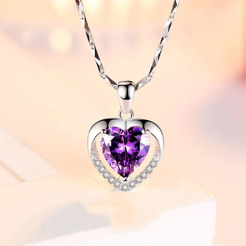 Indulge in luxury with our 925 Rhinestone Heart Necklace, a personalized statement in women's jewelry. The perfect Valentine's Day gift.