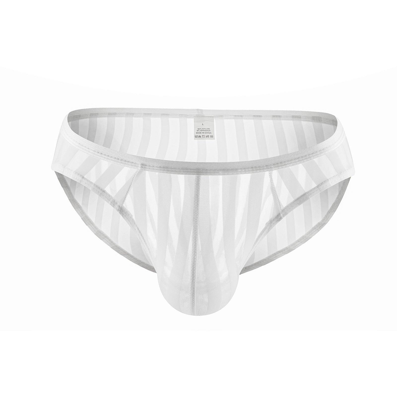 Introducing our men's sexy striped mesh briefs, designed for both allure and comfort.