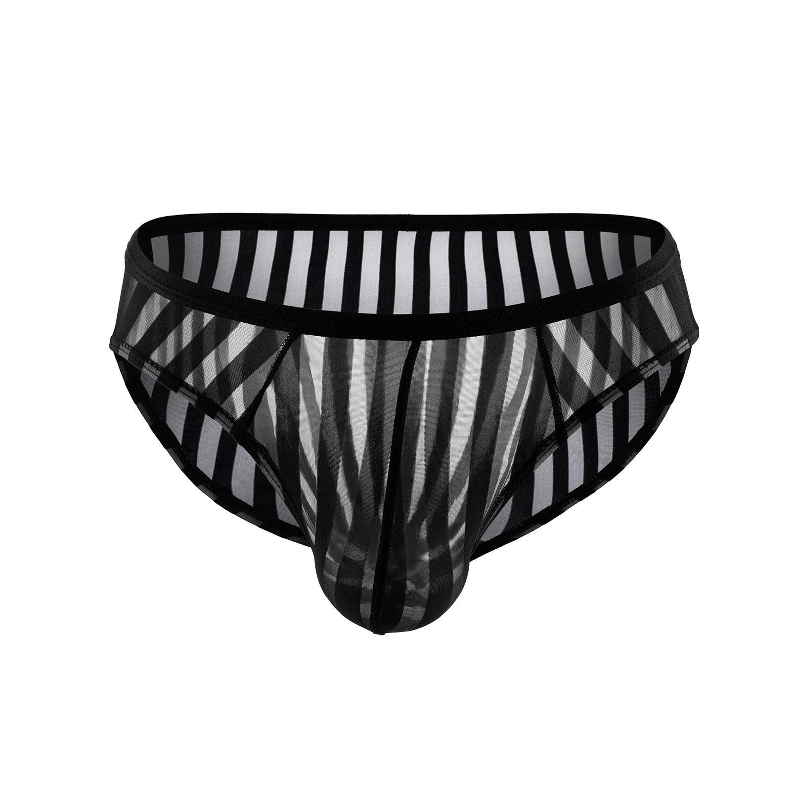 Introducing our men's sexy striped mesh briefs, designed for both allure and comfort.