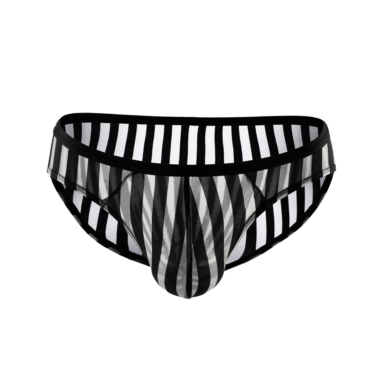 Introducing our men's sexy striped mesh briefs, designed for both allure and comfort.