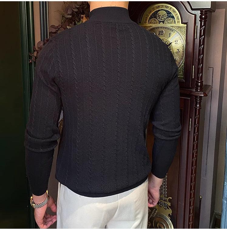 Jacquard Long Sleeve Half Turtleneck Slim Sweater