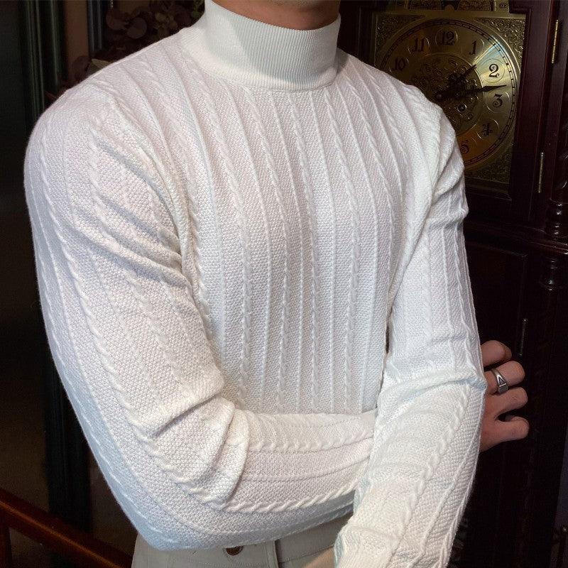 Jacquard Long Sleeve Half Turtleneck Slim Sweater