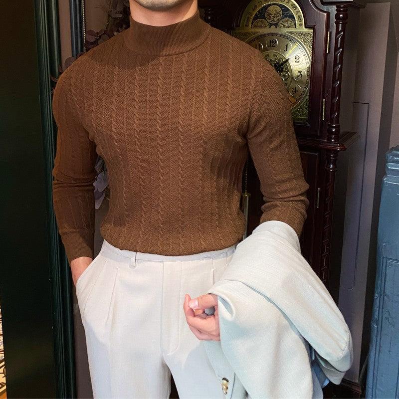 Jacquard Long Sleeve Half Turtleneck Slim Sweater