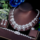 Jewelry Four-piece Wedding Dress Dinner Full Zircon Necklace Bracelet Ring Earrings Suit