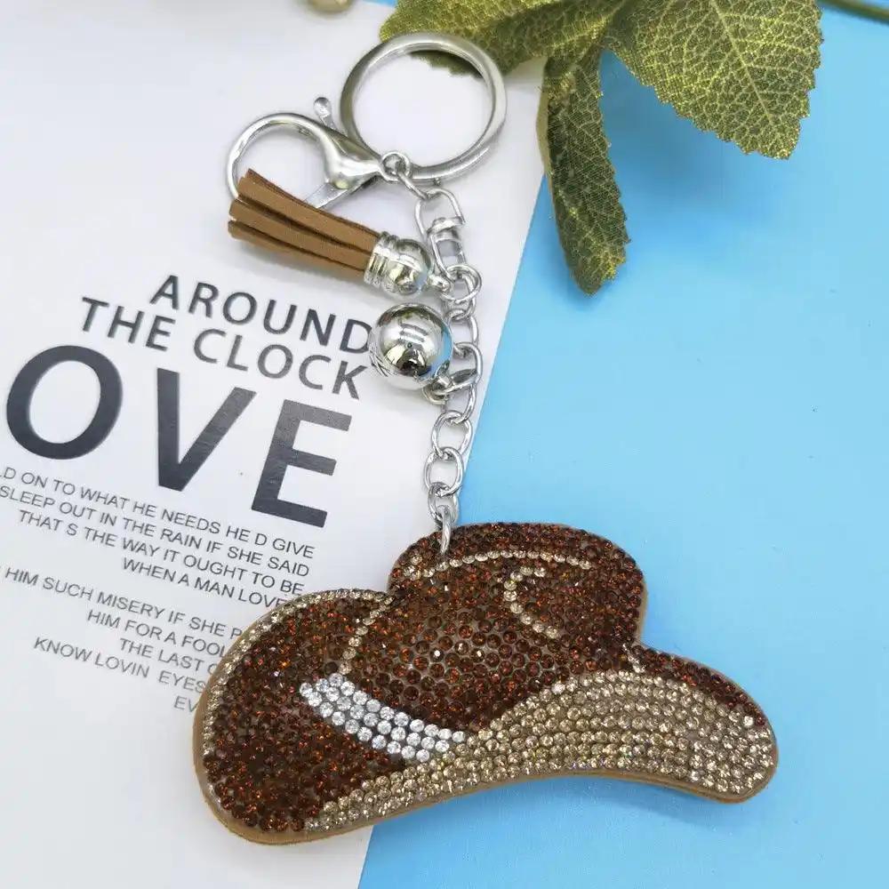 Keychain: Diamond Rhinestone Sticky and Picture Printed Cowboy