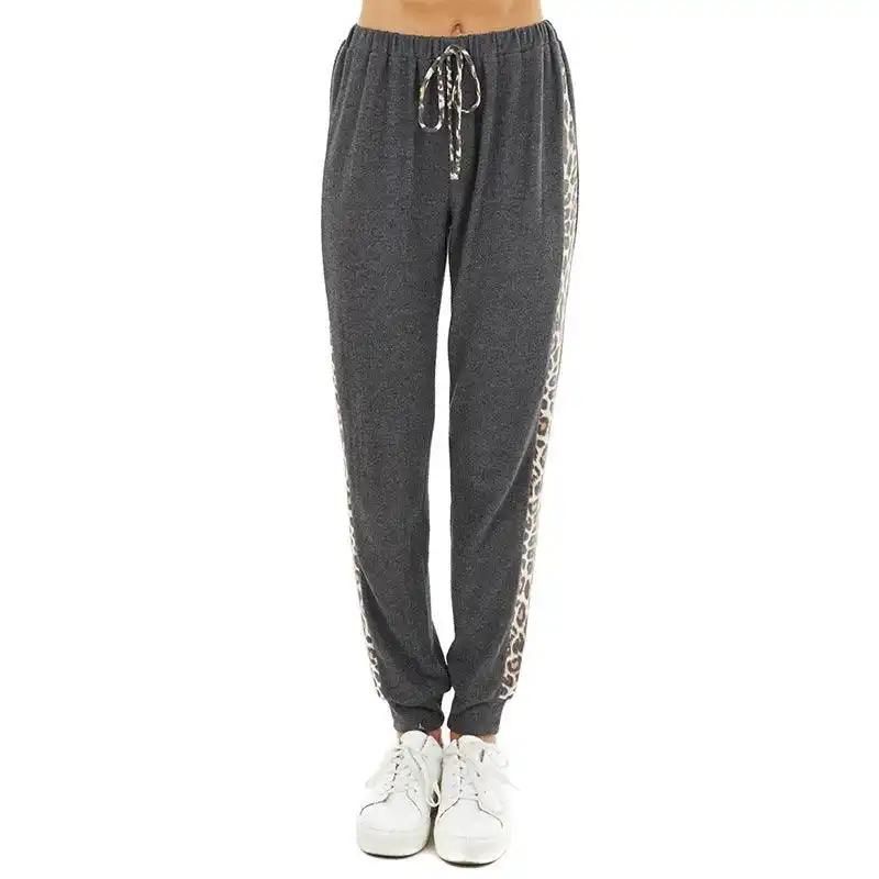 Knit Pants: Leopard print side contrast knit Pants Harlan Pants