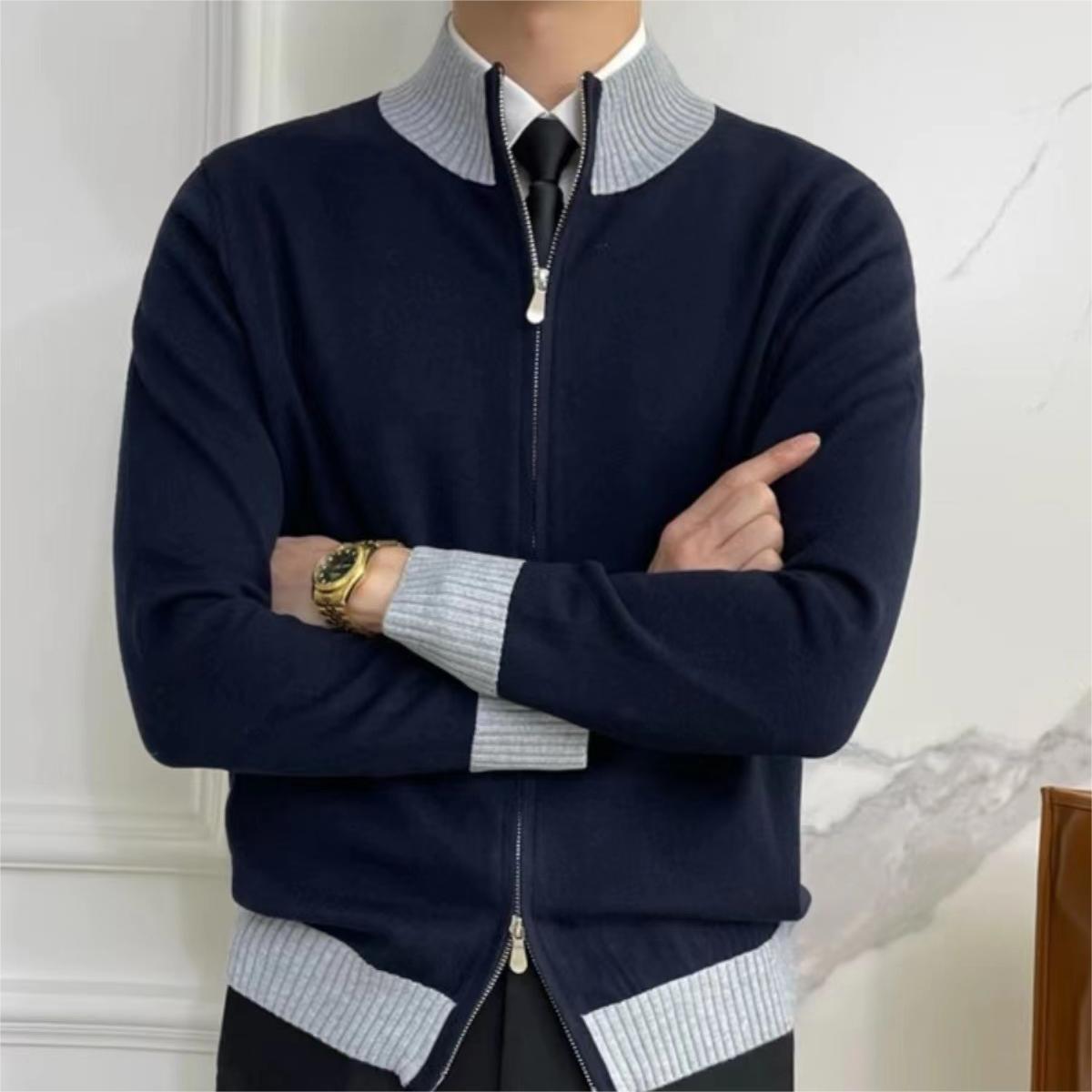 Knitwear Coat For Men Trendy Brand Long Sleeve