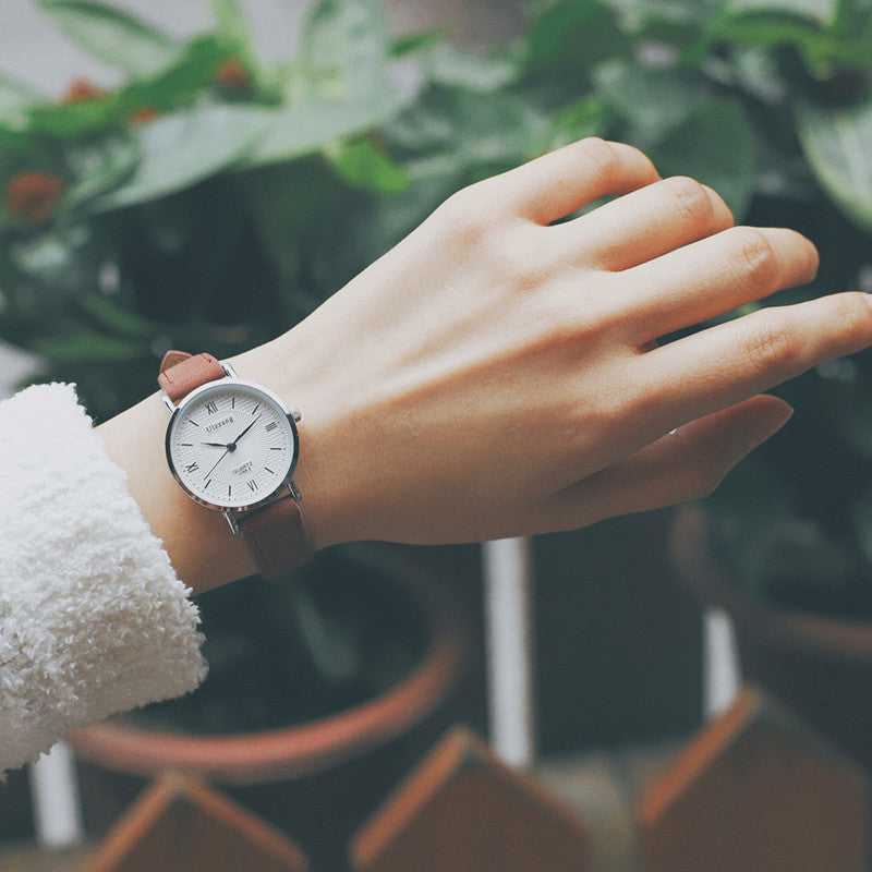 Korean version fashion women quartz watches simple ulzzang luxury top brand female wrist watch Vintage Leather relogio feminino