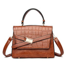 Large Capacity Leather Handbag with Fashionable Stone Pattern - Shoulder & Crossbody Style