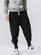 Linen Pants Men's Hip Hop Breathable Cotton Linen Trousers Solid Color Bloomers Casual Pants