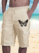 Linen Shorts Multi Pocket Tether Men's Beach Cargo Pants