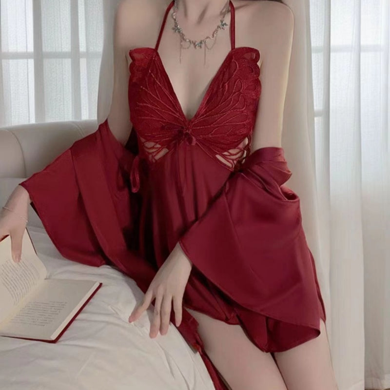 Lingerie Sexy Women's Nightdress Butterfly Halter Temptation Pajamas Sets