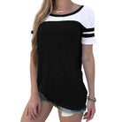 Loose-Fitting Contrast Round Neck Women's Summer Top T-shirt