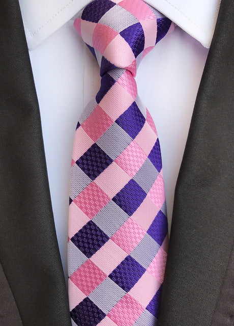 Luxurious Silk Striped Plaid Tie