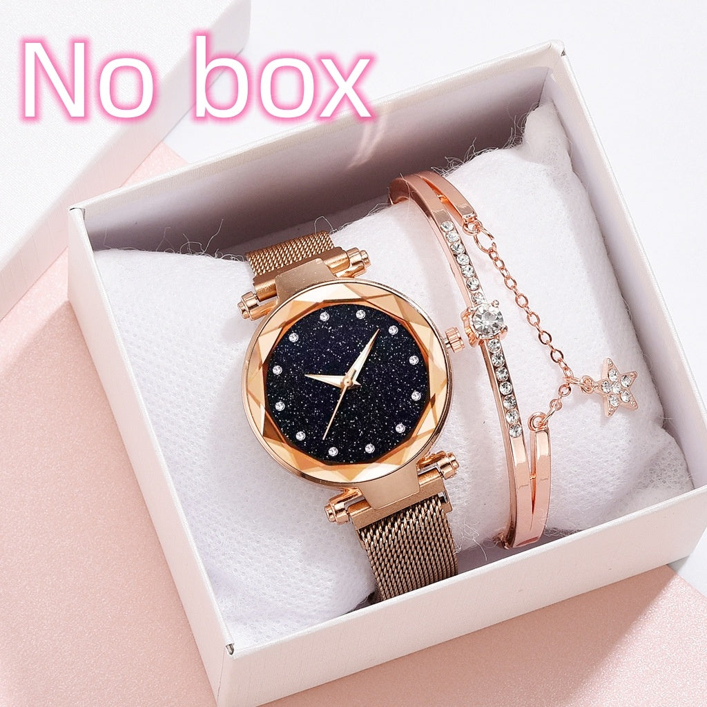 Luxury Women Watches Bracelet Set Fashion Elegant Magnet Buckle Ladies Starry Sky Watch Set Relogio