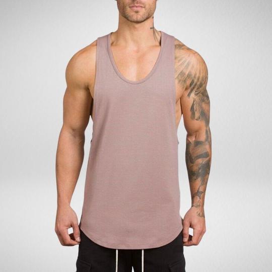 Men Long Tank Muscle Workout T-Shirt Bodybuilding Gym Athletic Training Sports Tops