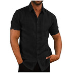 Men Short Sleeve Summer Solid Shirts Casual Loose Tops Tee