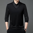 Men's Autumn False Two-piece Shirt Collar T-shirt Long Sleeve Knitwear Top