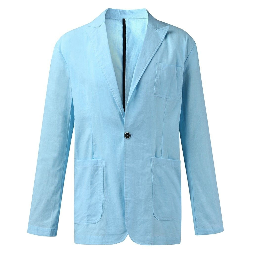 Men's Autumn Slim Fit Cotton Blazer - Lightweight and Stylish