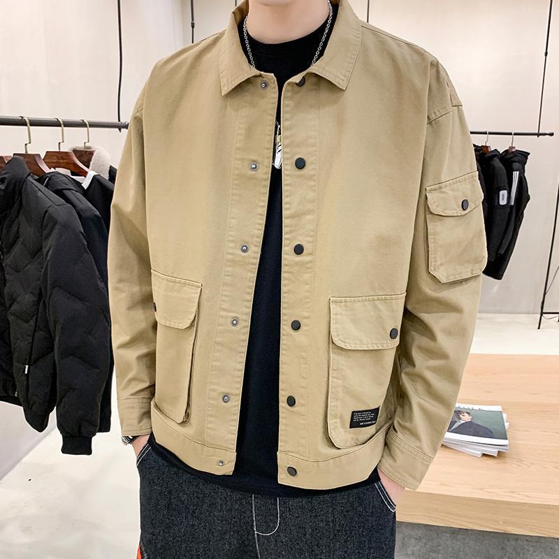 "Men's Autumn Trend Tooling Jacket - Casual Korean Style Coat."