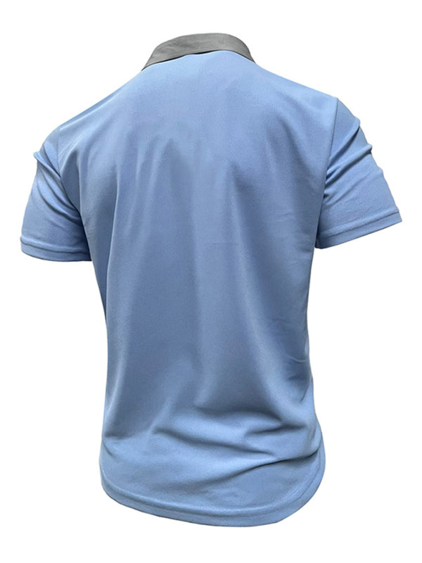 Men's Casual Lapel Color Block Short Sleeve Polo Shirt