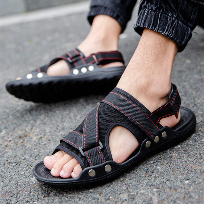 Men's Casual Roman Sandals with Strap and Velcro Closure