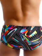 Men's Colorful Lines Geometric Irregular Print Boxer Swim Shorts