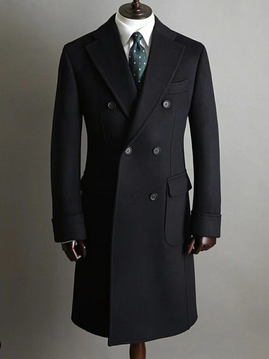 Men's Double Breasted Medium Length Pure Cashmere Coat