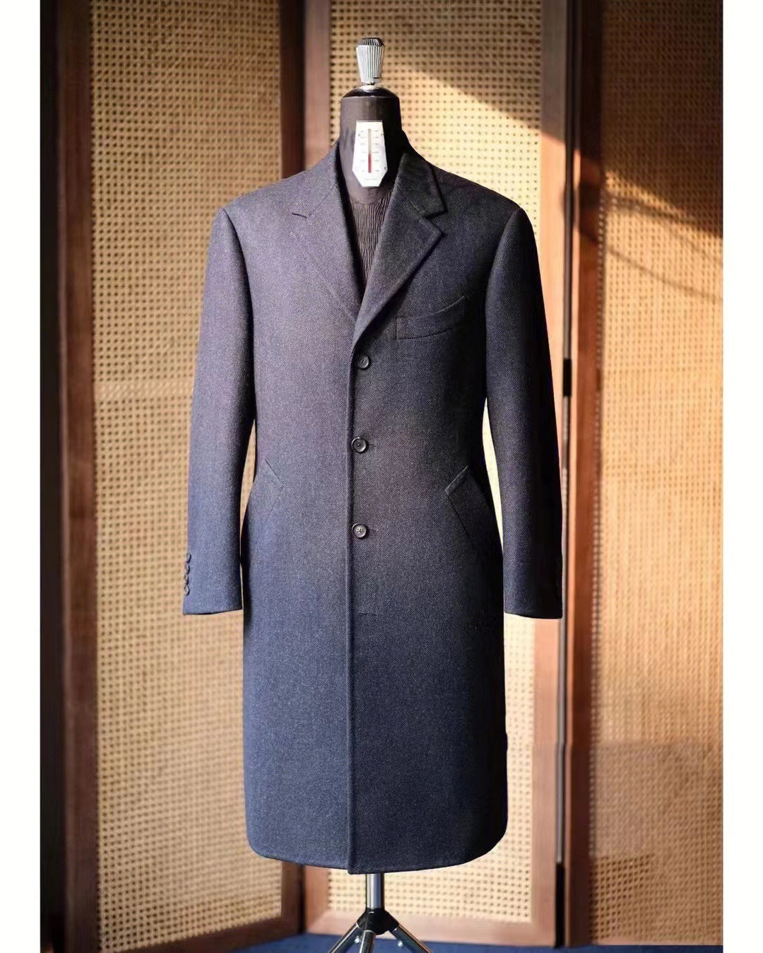 Men's Double Breasted Medium Length Pure Cashmere Coat