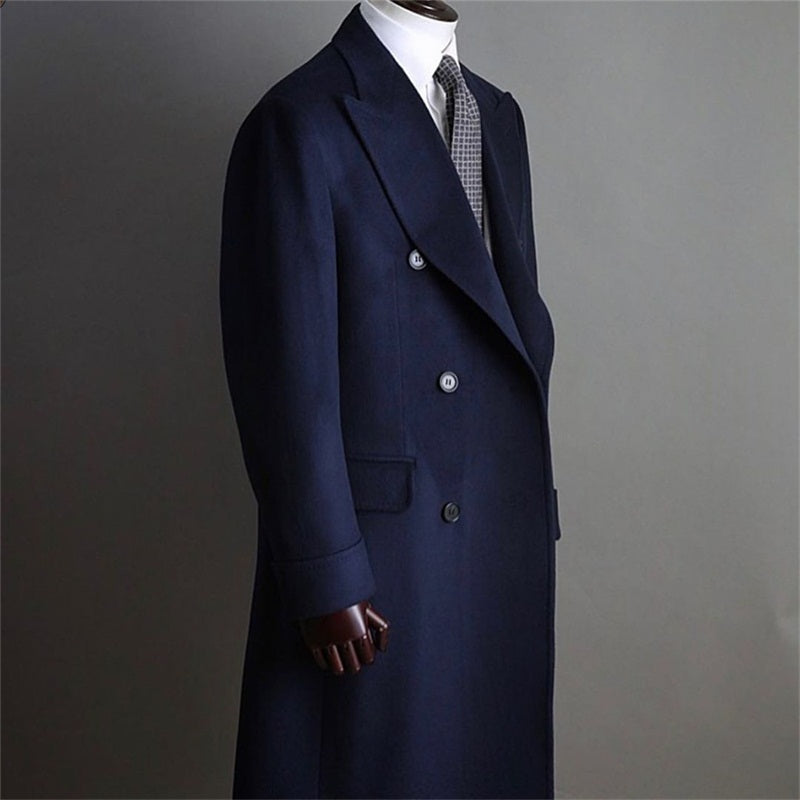 Men's Double Breasted Medium Length Pure Cashmere Coat