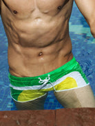 Men's Fashion Contrast Paneling Boxer Swim Shorts