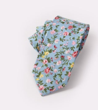 Men's Floral Cotton Print Wedding Tie