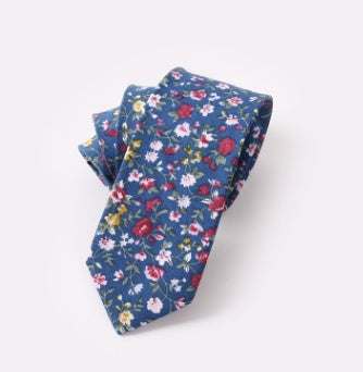 Men's Floral Cotton Print Wedding Tie