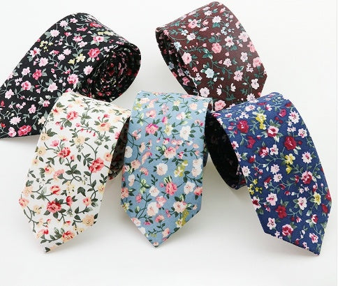 Men's Floral Cotton Print Wedding Tie