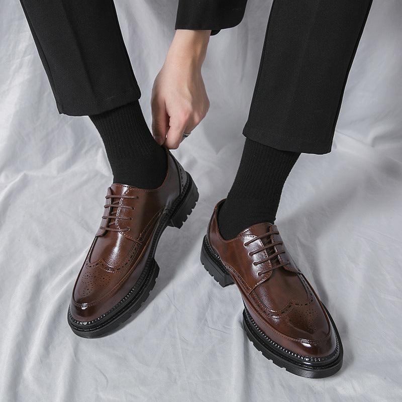 Men's Korean-style Pointed Leather Shoes Trendy British-style Casual Formal Wear.