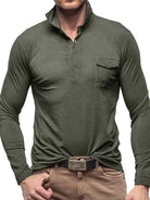 Men's Lapel Polo Solid Color Long Sleeve Polo Shirt