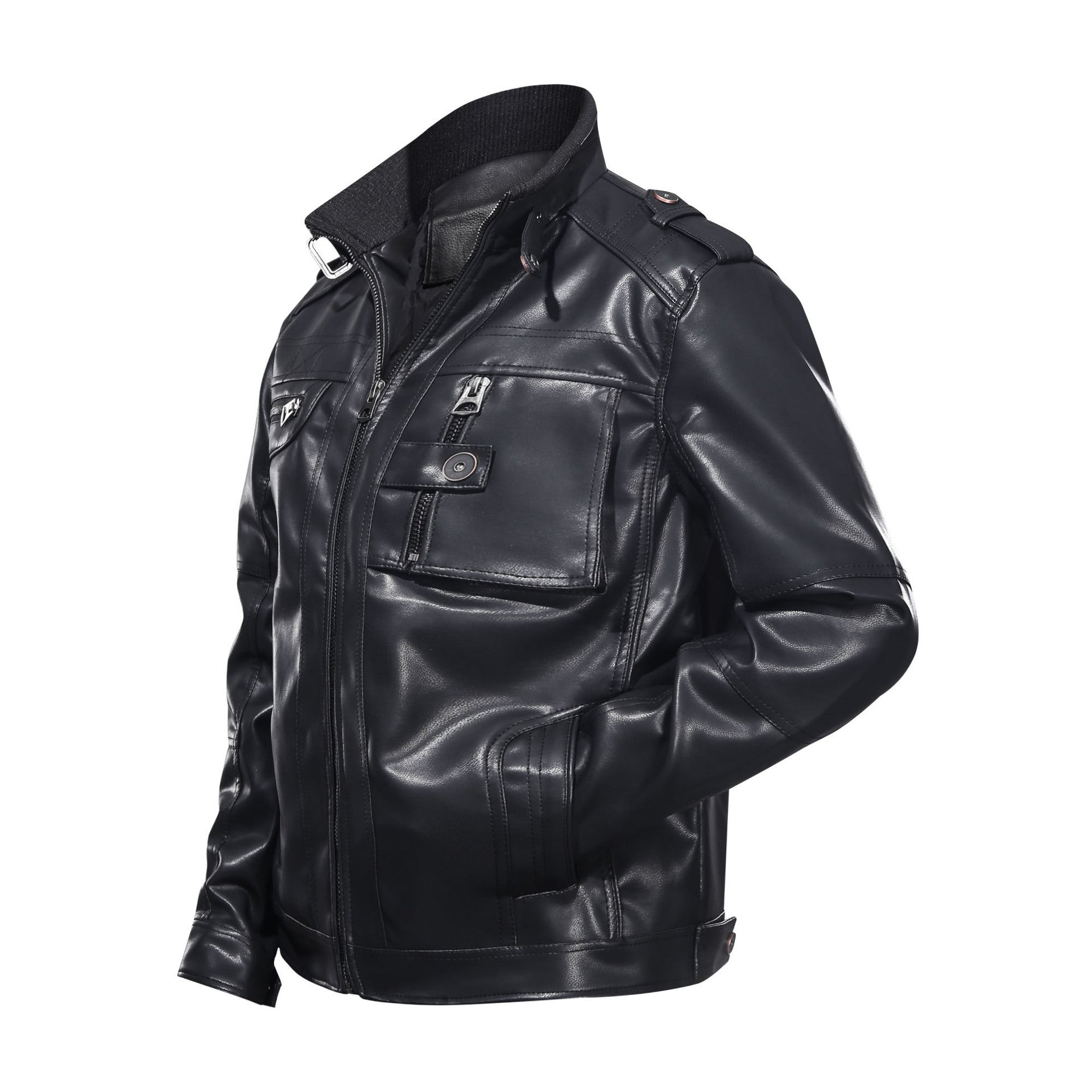 Men's Leather Jacket Jacket Large Size Stand-up Collar Leather Clothing Trend