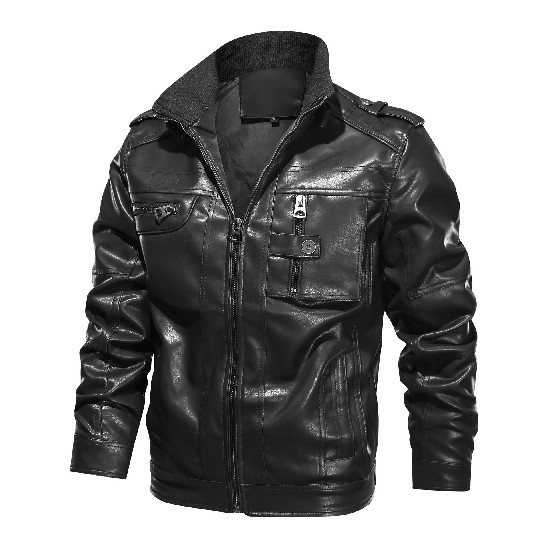 Men's Leather Jacket Jacket Large Size Stand-up Collar Leather Clothing Trend