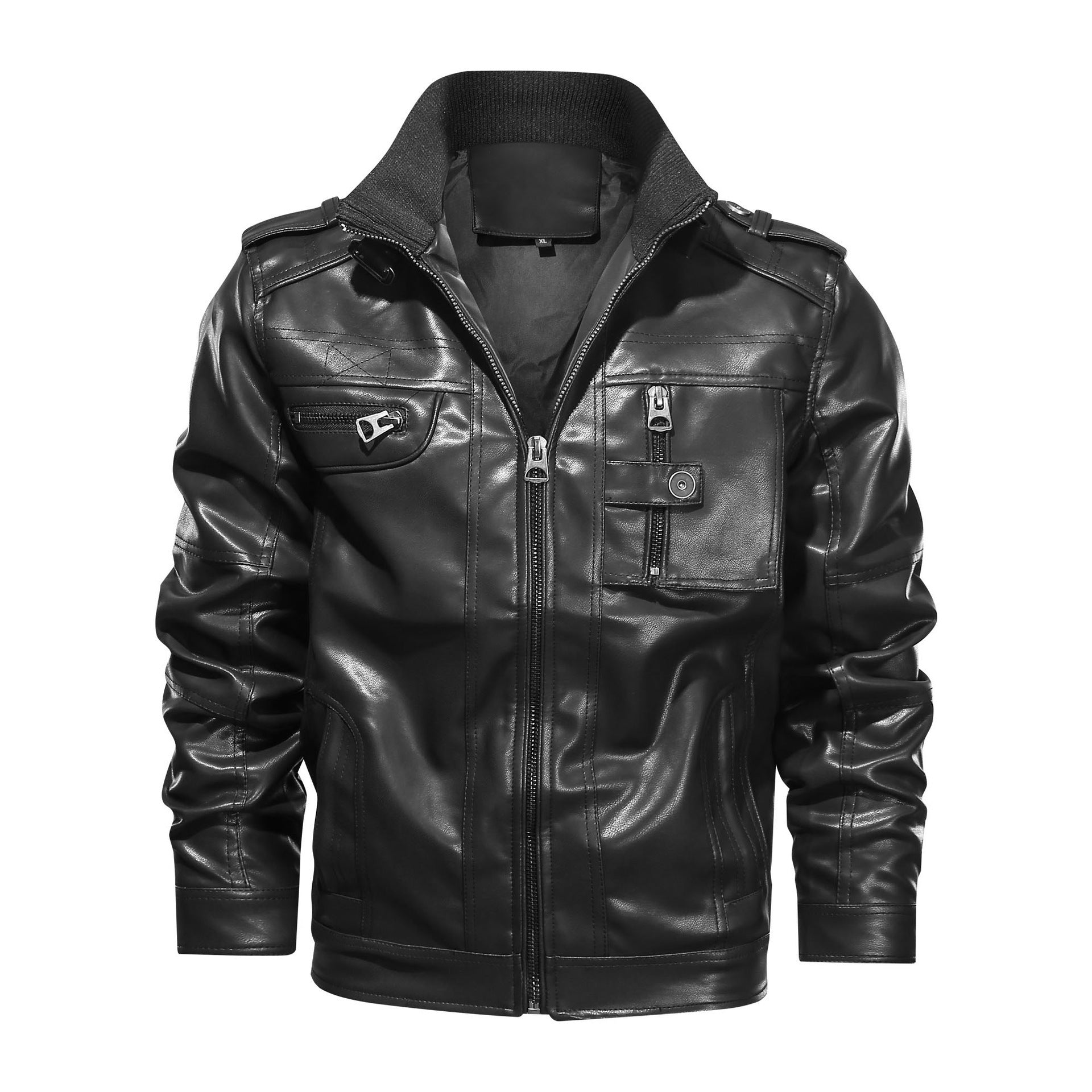 Men's Leather Jacket Jacket Large Size Stand-up Collar Leather Clothing Trend