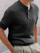 Men's POLO shirt turned short -sleeved slim sweater