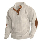 Men's Pullover Stand-collar: Casual style with long sleeves, solid color, striped design, and loose fit for comfortable wear.