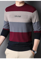 Men's Round Neck Striped Knitted Bottoming Shirt