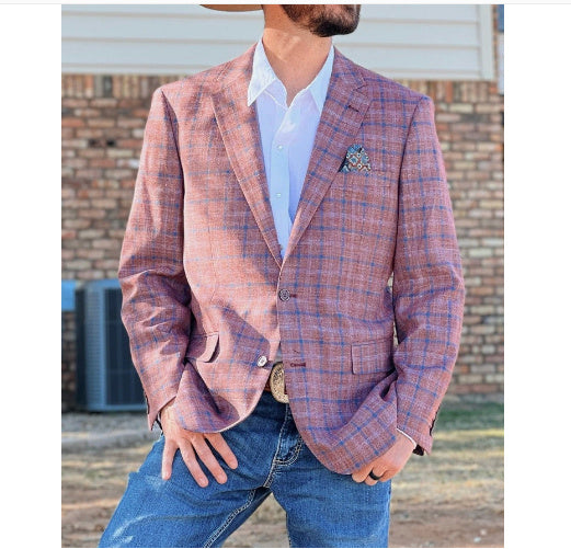 Men's Single-row Two-button Plaid Blazer