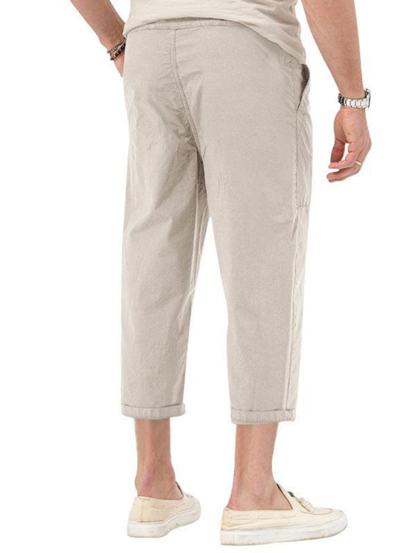 Men's Solid Color Basic Straight Casual Cropped Pants