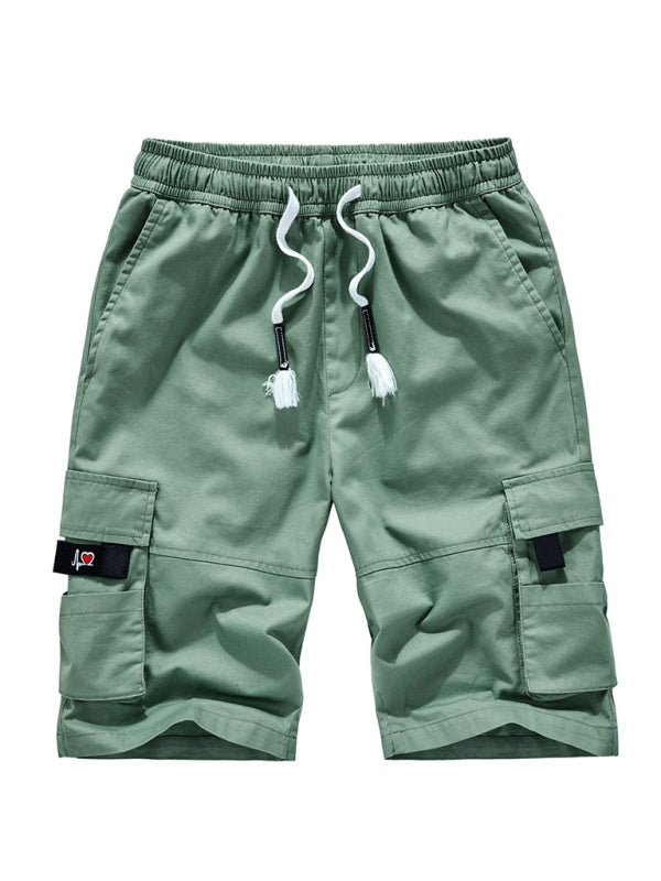 Men's Solid Color Casual Multi-Pocket Cargo Shorts