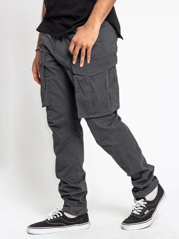 Men's Solid Color Multi-Pocket Casual Cargo Pants