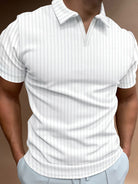 Men's Solid Color Striped Lapel Short Sleeve POLO Shirt