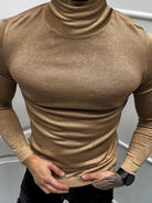 Men's Solid Color Turtleneck Long Sleeve T-Shirt