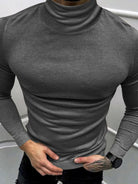 Men's Solid Color Turtleneck Long Sleeve T-Shirt