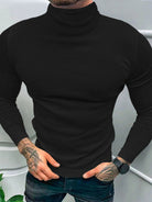 Men's Solid Color Turtleneck Long Sleeve T-Shirt